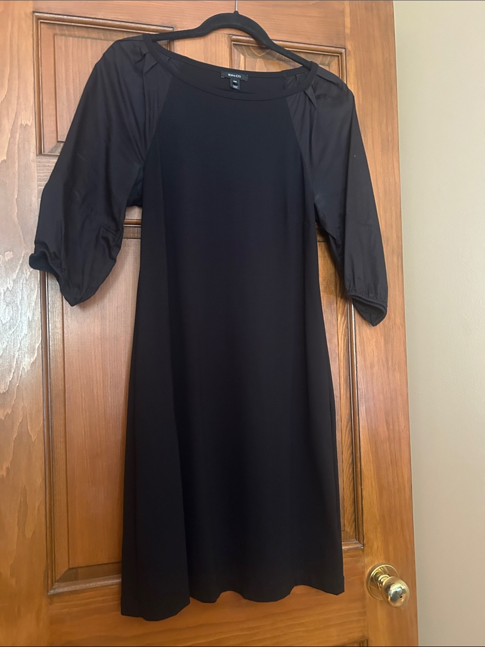 Black Midi Dress with Puff Sleeves